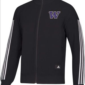 Adidas Washington Huskies Knitted Full Zip Sweater Black Men's